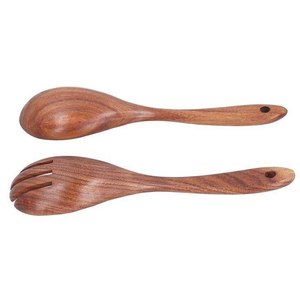 Bamboo salad <b>server</b> spoon fork set reusable wooden serving utensils for salad pasta fruit kitchen dining accessories - Product Image 4