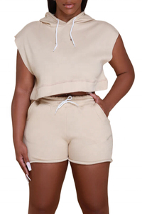 Conjunto Deportivo Unisex de Invierno de 2 Piezas, Sudadera Corta con Cremallera y Pantalones Cortos Deportivos Transpirables por Encima de la Rodilla - Product Image 6
