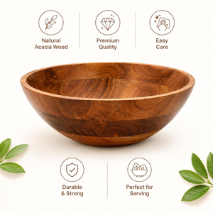 Ensemble de saladiers et d'assiettes en bois d'acacia, faits à la main, écologiques, tailles personnalisables, style moderne - Product Image 1