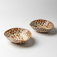 Bol en céramique artisanale émaillée marbrée, assiettes de restaurant, bol en grès réactif, vaisselle de style nordique pour restaurants et hôtels