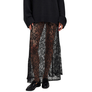 กระโปรงแม็กซี่ลูกไม้สีพื้นสำหรับผู้หญิง เอวธรรมชาติ ผ้าซีทรู แต่งระบาย สวยสง่า ทรงเอ ยาว ใส่สบายสำหรับฤดูร้อน รับผลิตแบบ OEM ODM ขายส่งตามสั่ง - Product Image 3