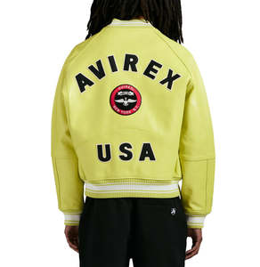 Chaquetas de Cuero Avirex Personalizadas de Alta Calidad para Hombre, Chaqueta de Cuero Avirex Color Amarillo Cordero al por Mayor - Product Image 4
