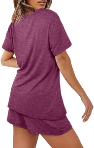 Ensemble 2 pièces pour femmes, t-shirt à manches courtes, Shorts à taille élastique, habits d'été personnalisés, pour femmes et dames - Product Image 4