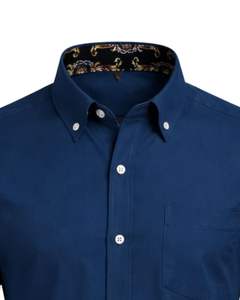 Camisa de Vestir Personalizada para Hombre, Azul Marino, Corte Entallado, Manga Larga, Cierre de Botones, Formal, Informal, para Oficina, Mezcla de Algodón, Logotipo Personalizado OEM - Product Image 5