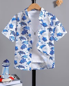 <span class=keywords><strong>Camisa</strong></span> Hawaiana Casual y Elegante para Hombre con Estampado Digital de Animales Marinos, Tela Ecológica de Poliéster/Algodón, Verano - Product Image 1