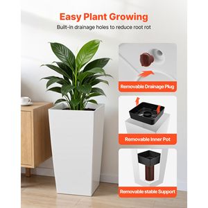 Juego de 2 Macetas Altas para Interiores y Exteriores, Macetas Modernas de Plástico Cónicas de 30 Pulgadas para Porche Delantero y Exhibición al Aire Libre - Product Image 5