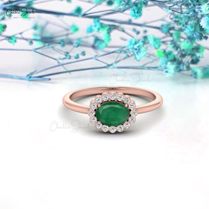 Fournisseur vérifié d'Alibaba, bague de fiançailles en or massif 14 carats avec émeraude naturelle zambienne de 0,72 carat, bague de fiançailles en diamant à prix d'offre - Product Image 4