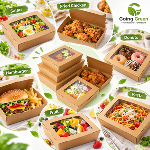 Kraft Takeaway Food <b>Box</b> with Window Custom Packaging for Salad <b>Bakery</b> Deli Restaurant - Product Image 4