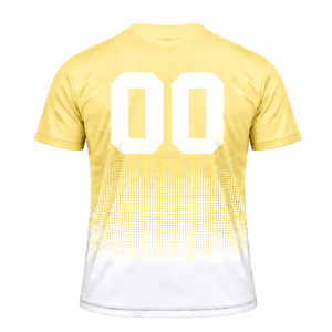 Light Yellow and <b>White</b> Gradient Sublimation T <b>Shirt</b> <b>Men</b> <b>Short</b> <b>Sleeve</b> Crew Neck Custom Printed Sports Training Performance - Product Image 2