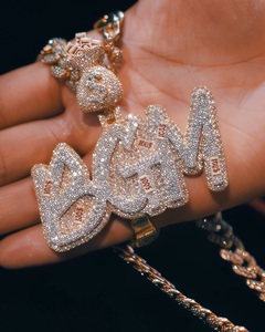 Professional Factory Custom Moissanite Letter <b>Charm</b> Pendant 925 <b>Silver</b> Plated for Certified Unisex Trendy Everyday Wear - Product Image 4