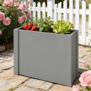 Jardinière surélevée et bac de plantation gris pour extérieur, pot de fleurs élégant pour usage intérieur/extérieur - Product Image 1