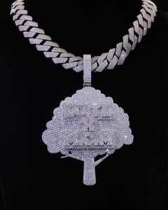 Collar con Colgante de Cubo de Hielo, Circonita Cúbica, Cadena Cubana, Joyería para Clavícula, Chapado en Plata y Oro, Regalo Unisex - Product Image 1