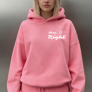Sudadera con Capucha Holgada y Personalizada para Mujer, de Felpa de Algodón de 400 g/m², Color Rosa, Estilo Casual, con Hombros Caídos y Bordado - Product Image 4