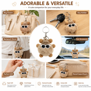 Portachiavi a forma <span class=keywords><strong>di</strong></span> pallina <span class=keywords><strong>di</strong></span> carbone in peluche, ciondolo per borsa, stile Instagram, trendy, bambola carina, Hebei - Product Image 2