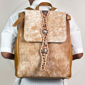 High Quality Designer Woman Backpack Large Capacity Travel Laptop Backpack Hand Tooled Cowhide Leather <b>Concealed</b> Carry Backpack - Product Image 4