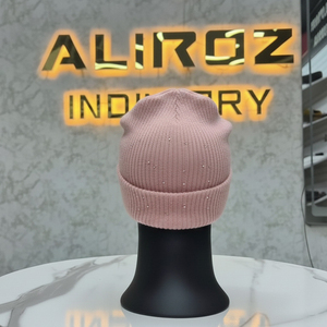 Rhinestone Design Beanie Cap-100% Acrylic Solid Street Style Outdoor Common Fit Breathable - Product Image 6
