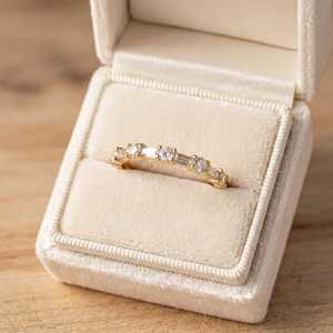 Bagues en diamant taille baguette pour femmes, or massif jaune, blanc ou rose 10k, 14k, 18k, pureté E, VVS, bijoux fins pour femmes - Product Image 2