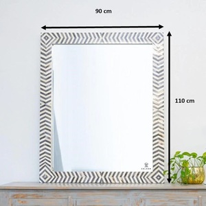 Handcrafted Wooden Accent <b>Mirror</b> Artistic Geometric Pattern Premium Decorative Piece for Sophisticated Homes - Product Image 4