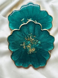 Magnifique ensemble de sous-verres en résine au design Art Déco, légers pour tables à manger et tables basses, décoration de fête - Product Image 4