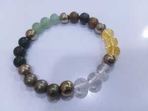 Pulsera de Cuentas de Citrino y Pirita, Forma de Bola de 8mm, Estilo Clásico, Unisex, Regalo de Aniversario, Joyería de Piedras Preciosas Naturales, Venta al Por Mayor - Product Image 3
