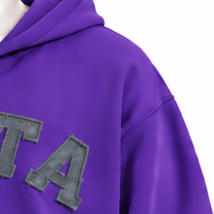 Purple Mens <b>Zip</b> Up <b>Hoodie</b> Chenille Letter Patch Heavyweight Fleece Oversized Casual Streetwear Sweatshirt with Kangaroo <b>Pockets</b> - Product Image 5