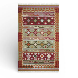 Alfombra Kilim de Lana Hecha a Mano, Tejido Plano, Abstracta, Ecológica, Antideslizante, Alfombra Tradicional para Sala de Estar y Decoración del Hogar - Product Image 1