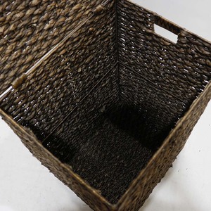 Panier de rangement en jacinthe d'eau avec couvercle, forme rectangulaire, pour le rangement du linge, style rustique avec poignées - Product Image 2