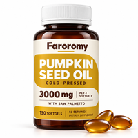 Gélules d'huile de graines de citrouille pressée à froid 3000mg avec du palmier nain pour le soutien de la prostate et des cheveux, marque privée OEM