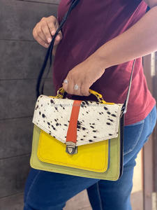 Bolso de mano de cuero genuino, de piel auténtica bandolera, colorida - Product Image 3