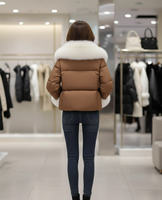 Veste d'hiver pour femme en coton tricoté, réversible, écologique, imperméable, coupe-vent, épaisse, avec garniture en peau de vache, à capuche, matelassée, amovible