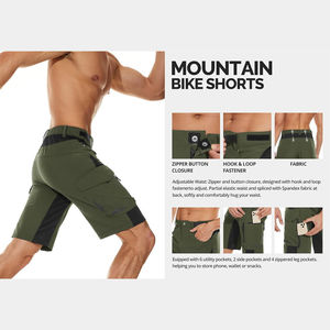 Shorts de moto pour hommes, respirants, grande taille, séchage rapide, style cargo, color block, pour l'été, vert et noir - Product Image 5