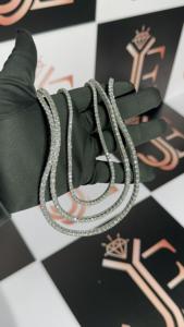 Chaîne tennis en argent 925 de luxe avec diamants taille brillant pour fiançailles, mariage, anniversaire, fête - Cadeau unisexe plaqué argent GRA - Product Image 3