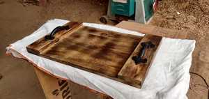 Bandeja de Servir de Madera Hecha a Mano y Pintada a Mano, Diseño Rectangular Estilo Americano, Madera Sólida Pulida, Platos No Tóxicos - Product Image 4