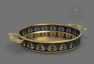 Plateau de service décoratif de luxe en acier inoxydable plaqué or noir, poli sur mesure, pour l'exportation indienne, écologique, pour les entreprises - Product Image 3