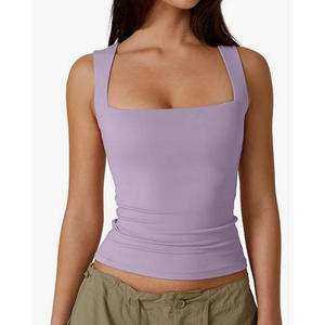 Débardeur en coton et bambou écologique pour femme, col rond, tissé, marron, longueur normale, style décontracté, respirant, séchage rapide - Product Image 6