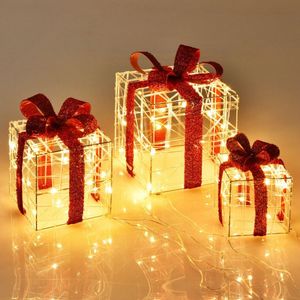 Decorazioni Natalizie Scatole Regalo Luminose 3 Pezzi con 60 Luci LED per Uso Interno ed Esterno - Product Image 1