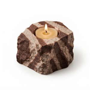 Support de bougie en pierre naturelle sculptée à la main Narmada, pierre précieuse Agate, guérison, vente en gros - Product Image 1