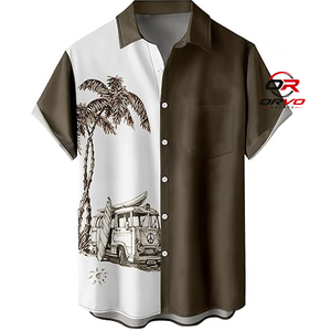 Chemise Hawaïenne Homme ORVO Sports en Tricot 100% Polyester 140g à Manches Courtes, Col Rabattu, Imprimé Numérique Papillon, Boutonnage Simple - Product Image 3