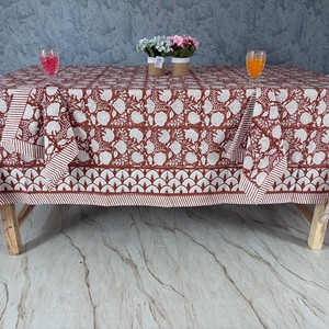 Custom Printed Waterproof Durable Luxury Dining <b>Tablecloth</b> Handmade Block Printed Cotton Linen Square Solid - Product Image 1
