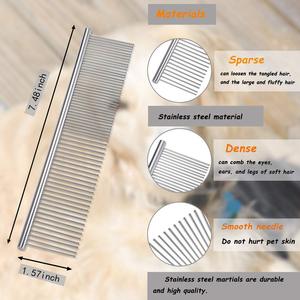 Râteau démêlant professionnel pour animaux de compagnie, 12 dents larges en acier inoxydable, peigne pour chien et chat, poignée antidérapante, sûr - Product Image 3