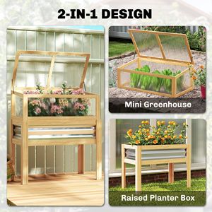 Fioriera rialzata con mini serra, contenitore per piante con gambe e rivestimento per fiori e verdure - Product Image 4