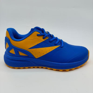 Chaussures de cricket pour hommes Big Bang Spikes, fermeture à lacets, antidérapantes, légères, respirantes, doublure en caoutchouc blanc/bleu - Product Image 3