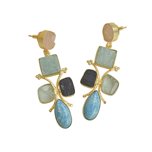 Pendientes Colgantes de Piedras de Cuarzo Multicolor, Clásicos y Modernos, Hechos a Mano y Chapados en Oro, para Mujer, Piedras Semipreciosas, Venta al Por Mayor - Product Image 2