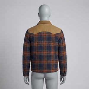 Chaqueta Acolchada de Lana Cálida para Otoño, Estilo Vintage Workwear con Cremallera Frontal y Pecho en Contraste, Venta al por Mayor - Product Image 2