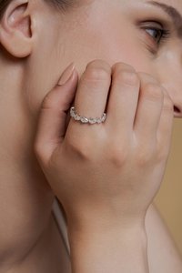 Marching Stone Pear Cut Moissanite Full <b>Eternity</b> Band <b>Ring</b> For Women's original 925 <b>Silver</b> You and Me Promise Gift For Partners - Product Image 5