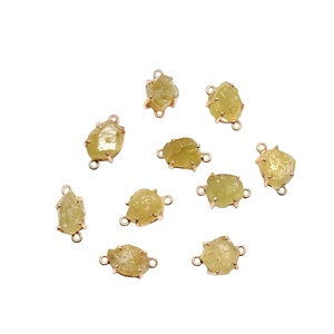 Conector de Plata 925 con Zafiro Amarillo Natural, Doble Anilla, para Creación de Joyas DIY - Product Image 1