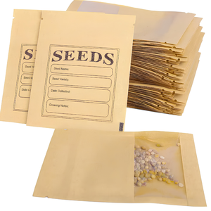Sacs à graines en kraft refermables en gros avec fenêtre transparente, emballage personnalisé pour graines de jardin, usine OEM ODM - Product Image 2