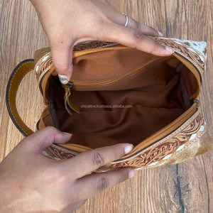 Nueva bolsa de viaje de maquillaje con herramientas para hombres y mujeres, bolsa de afeitar de cuero de vaca hecha a mano, organizador de artículos de tocador, Kit de afeitado - Product Image 5