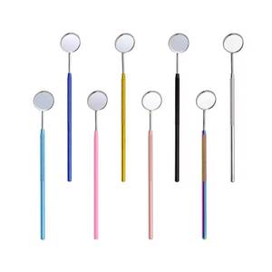 Miroir de maquillage portable en acier inoxydable noir, outil de beauté pour extensions de cils avec long manche - Product Image 4