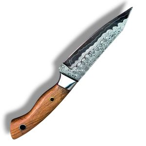 Cuchillos de Caza de Primera Calidad con Hoja Curva con Patrón de Damasco y Mango Decorativo de Madera para Campismo en la Naturaleza - Product Image 3